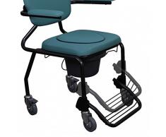 Silla de ducha de acero con inodoro | con reposapiés y reposabrazos acolchados | Peso máx. usuario: 130 kg