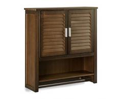 Relaxdays Bambus Hängeschrank LAMELL 66 x 62 x 20 cm HxBxT, Badschrank mit Handtuchhalter, 3 Ablagen Wandschrank, Braun Armario Colgante, Bambú, Marrón, 20x62x66 cm