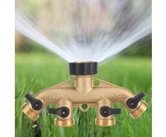 Divisor de Manguera de 4 vías, Conectores del Grifo para Irrigación de Jardín (Latón)