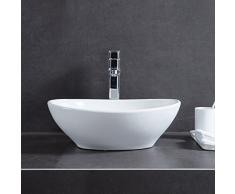 Homelava Lavabo de Cerámica Sobre Encimera Forma Ovalado 41 x 34 x 14 cm,Blanco