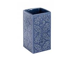 Wenko Cordoba Vaso para Cepillos de Dientes, Cerámica, Azul, 6.5x6.5x12 cm