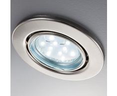 6x3W LED Focos empotrables giratorio IP23 Ø86mm I Luz blanco cálido 3000K 250lm I profundidad 60mm I Metal en color níquel mate I Downlight