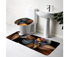 3 piezas Alfombrilla, asnlove rectángulo alfombrilla de baño 75 x 45 cm baño friedola Alfombra Alfombrilla de baño funda para tapa de inodoro tapa 3 piezas Bathroom Rug Mat suave alfombrilla para ducha con 3d patrón, Kunst skizzieren
