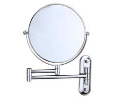 DHOUTDOORS Espejo de Baño Ampliación 10X Normal Doble Cara 8 Pulgadas Muro Redondo Vanidad Maquillaje Espejo Giratorio Extensible Cromo Acabado