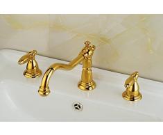 UHM Lujo Material de latón dorado bañera fría caliente Grifo monomando de baño