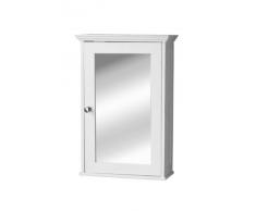 Premier Housewares - Armario de pared con puerta de espejo y tirador plateado, 34 x 15 x 53 cm, color blanco