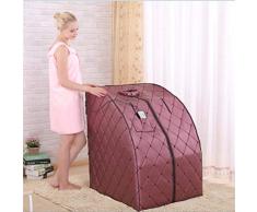 HIZLJJ Kit Portátiles Sauna de Vapor SPA Detox Temperatura Ajuste Hora Pantalla Digital Vapor Cubierta de Cuero Plegable Sudor Tourmaline del infrarrojo lejano Sauna Vapor Seco (Color : Red)