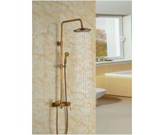 Caño de bañera GOWE latón antiguo 20,32 cm/grifo ducha de lluvia redonda con alcachofa grifo mezclador de pared