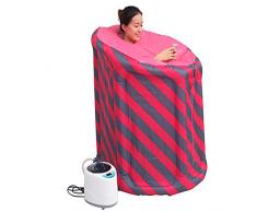 Garnish Sauna Inflable Caja de baño Plegable Hogar Caja de sudoración Inflable Portátil a Rayas Rojas y Azules Columna de Aire SPA Sala de Vapor
