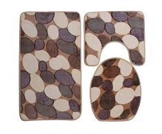 Hosaire Three-Piece Bathroom Decoración mágenes Frescas de adoquines/baño Set de Tres Piezas/Alfombra + Tapa de baño + Tapa de baño 45X75cm 45X40cm 45x40cm