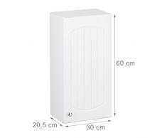 Relaxdays Armario de baño para Pared con 2 estantes, Tablero de Fibra de Densidad Media, Altura x Anchura x Profundidad: 60 x 30 x 20,5 cm, Color Blanco