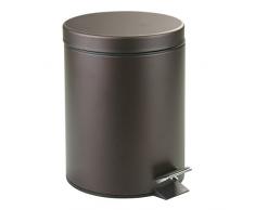 mDesign Cubo de basura con tapa y pedal – Moderna papelera de baño de metal resistente con recipiente interior extraíble – Capacidad: 5 litros – En color bronce, muy actual