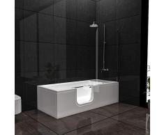 Bañera VitrA Combo rectangular, entrada a la derecha, bañera de acrílico a la izquierda