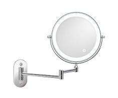 alvorog Espejo de Maquillaje con Luz LED 1X/5X Aumento Espejos de Aumento de Pared de Doble Cara Giratorio Espejos Extensibles para Baño y Tocador