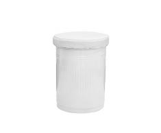 RONNIEART Cubo Taburete PUF Cesta Cesta de Metal Barnizado Asiento de Piel sintética de Color Blanco