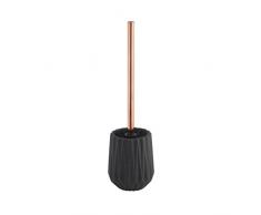 axentia – Escobillero de Inodoro de Goma en Negro con Mango de Acero Inoxidable – Escobilla de baño con Soporte de pie – sin Agujeros – – Escobilla para WC Cepillo y depósito