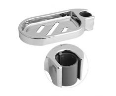 Jabonera, Titular de jabón de Ducha Ajustable para Barra de la Ducha, Plata