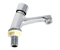 Nancunhuo Grifo de la Cocina - Baño de la Cocina pública Cromo Cromado Cierre automático Ahorro de Tiempo Retardo del Lavabo Grifo del Fregadero Grifo