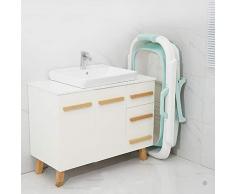 XUEPING Bañera Plegable, Cubeta De Ducha Portátil para El Hogar con Tapa, Cubeta De Ducha De Plástico Acolchada para Niños Adultos, Bañera De Hidromasaje Piscina L107 * W59 * H53cm 2 Colores