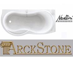 Novellini Venus standard integrado 180x80x55 cm instalación derecha DX bañera baño colada esquina rectangular asimétrica curva redonda semicircular económica tradicional acrílico blanco brillante