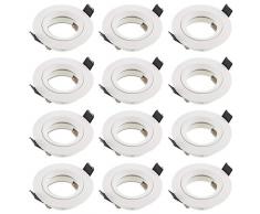 SEBSON® 12x Foco empotrable techo, redondo, aluminio, blanco, incl. GU10 casquillo (LED/Halógeno)