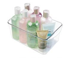 mDesign práctica caja organizadora para cualquier habitación - perfecto organizador de maquillaje - accesorio de baño para el lavabo - transparente