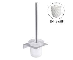 Hoomtaook Escobilla de Baño Pared Escobilla de baño con escobillero sin Clavos, Sin daños, Adhesivo, Alumnio Espacial,Inoxidable, Fijación en Pared