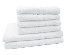 ZOLLNER® Juego de toallas de rizo blancas para lavabo y baño, compuesto por: 4 toallas de 50x100 cm y 2 de 70x140 cm, del especialista en textiles para hostelería y gastronomía, serie "Amalfi"