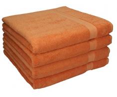 Betz 4 Toallas de Lavabo Premium tamaño 50x100 cm 100% algodón (Naranja)
