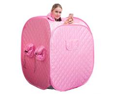 Sauna Plegable Portátil Portátil 1000W 99min Bolsa De Almacenamiento, Máquina De Vapor De Desintoxicación Fumigación Cuerpo Sudor Adelgazante, 90 * 75 * 75 Cm, Color: Rosa, con Control Remoto