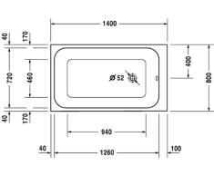 Duravit durastyle - Bañera rectangular onto empotrar faldon 1400 220l blanco