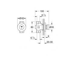 Grohe Euroeco Cosmopolitan T - Grifo mural de ducha, temporizado (1/2")