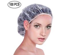 100 pieza desechables Gorro de ducha, amison plástico ducha Tapa, pelo – Campana para salon Cabello Spa, viaje, hotel, ducha, transparente