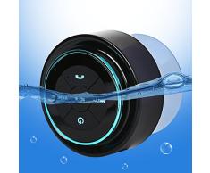Altavoz Bluetooth Ducha Impermeable, Waterproof Bluetooth Speaker with FM Radio, Copa de succión dedicada, Mic incorporado, Hands-Free Speakerphone Para HuaWei, Samsung, Nexus, HTC, iPhone y iPad