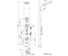 Kiamami Valentina Columna Ducha attrezzata hidromasaje con Ducha y alcachofa Integrado Color Negro Modelo SP21
