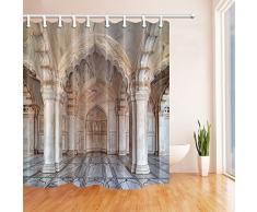 CDHBH Ganchos para cortina de ducha con diseño de templo para decoración de la fuerza en Agra Akbar y arquitecto de Mughal para ver en la cortina de ducha Agra resistente al moho de 180 x 180 cm