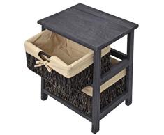 ts-ideen Cajonera de Estilo Country en Estilo Antiguo, estantes de baño, mesita de Noche con Dos cestas de Mimbre