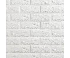 KINLO 15 Piezas 77 x 70 cm Pegatina de Pared 3D PE Espuma DIY 3D Ladrillo Pegatina Pared Sticker Autoadhesivo Wall Paneles Impermeable Azulejos de la Pared del Arte para Decoración (Blanco)