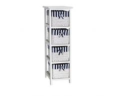 FRANDIS 199313 Ocean Armario para Lavabo con 4 cajones de Madera lacada en Blanco, Trenzados, Rayas, Azul/Blanco, 25 x 29 x 83 cm