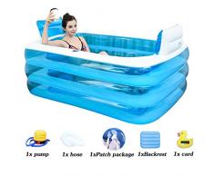 FuAo Bathtub Gruesa Bañera Inflable, Bañera De PVC para Adultos, Bañera De Plástico Plegable, Jacuzzi Hinchable, Bañera Plegable De Verano, Cubo(145 * 105 * 50cm)