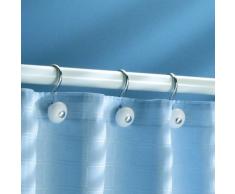 iDesign Ganchos para colgar cortinas, modernas argollas para cortinas de ducha de metal y plÃ¡stico, juego de 12 ganchos para cortina de baÃ±o, blanco y plateado