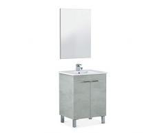 ARKITMOBEL - Mueble de baño LC1, modulo 2 Puertas con Espejo Acabado en Color Cemento, Medidas: 60 cm (Largo) x 80 cm (Alto) x 45 cm (Fondo)