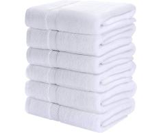 Utopia Towels - 6 Toallas de Gimnasio, Toallas de Piscina (56 x 112 cm) - 500 gsm - Toalla de Secado rápido multipropósito Ligera (Blanco)