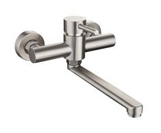 HomeLava Grifo de cocina Grifo giratorio de acero inoxidable cepillado para montaje en pared de 360 °