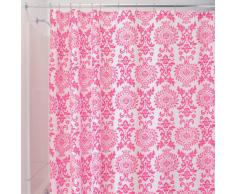 InterDesign Damask Cortina de ducha | Excelente cortina de baño con ojales metálicos | Cortinas estampadas de diseño adamascado, 183 cm x 183 cm | Poliéster rosa fucsia