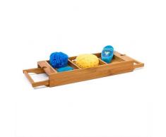 Relaxdays 10019196 bandeja para bañera extensible de bambú, 7 x 67,5 x 21 cm Ancho ajustable para cualquier bañera y 2 soportes, color marrón