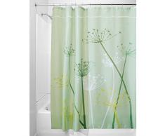 InterDesign Thistle Cortina de baño | Cortinas para baño Grandes de 180,0 cm x 200,0 cm | Cortina de Ducha de Tela Suave Lavable | con Estampado de Flores | Poliéster Verde