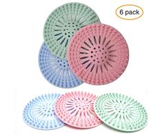 Liwein Fregadero Filtro Anti-obstrucción, 6 Piezas Lavamanos Colador de Drenaje de Silicona Pelo Filtro Universal Ducha Cubiertas de Desagüe Colador de Bañera Tapon para la Tina Cocina Baño