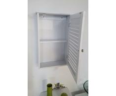 TENDANCE Florencia tablero DM armario de pared + 1 enrollable imitación de puerta con un estante interior, madera, blanco, 40 x 15 x 61,5 cm