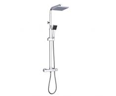 Auralum® clásico de sistema ducha Termostato Cuadrado con alcachofa & Top de spray para duchas Acero Inoxidable Cromo cascada ducha ducha ducha set incluye 2 años Garantía